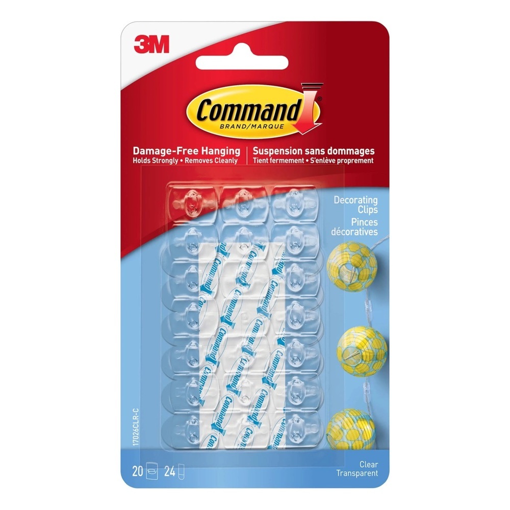 Command 3M Self-Adhesive Damage Free Hanging Clear Decorating Clips 6 packs